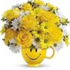 Smiley Face ceramic floral arrangement