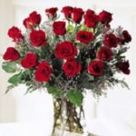 two dozen red roses arrangement